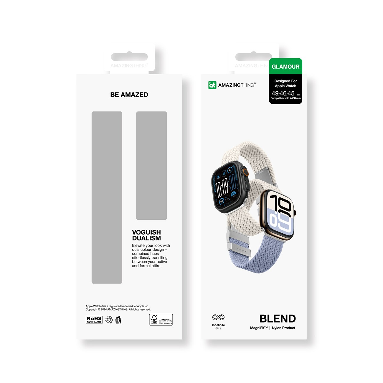 Set om 2 AmazingThing Blend-armband för Apple-klocka 45/46/49mm - Rymdblå/Stjärna