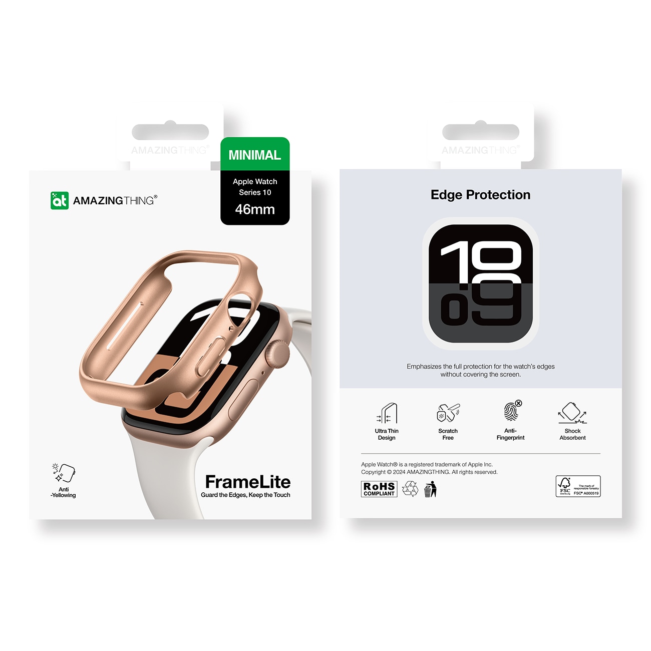 AmazingThing Minimalt fodral till Apple-klocka 46 mm - roséguld
