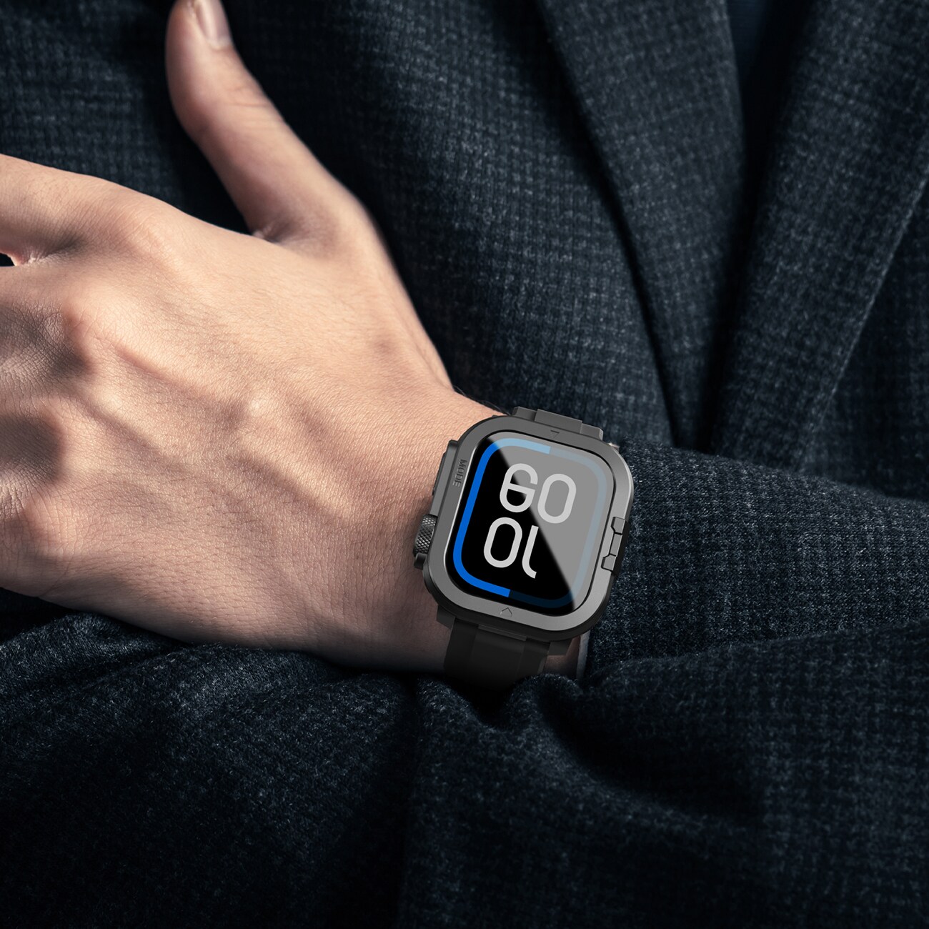 AmazingThing Titan Pro metallfodral för Apple Watch 11 46mm aluminium - svart