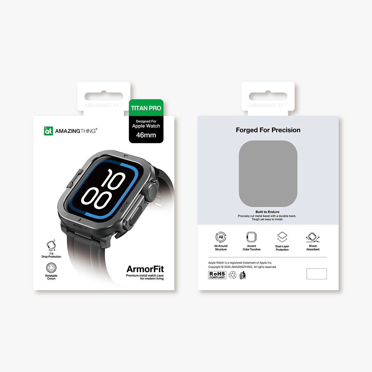 AmazingThing Titan Pro metallfodral för Apple Watch 11 46mm aluminium - svart
