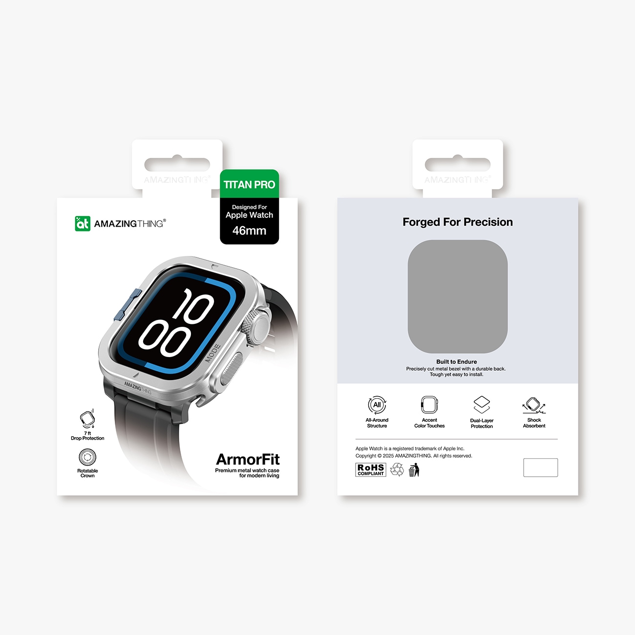 AmazingThing Titan Pro metallfodral för Apple Watch 11 46mm aluminium - silver