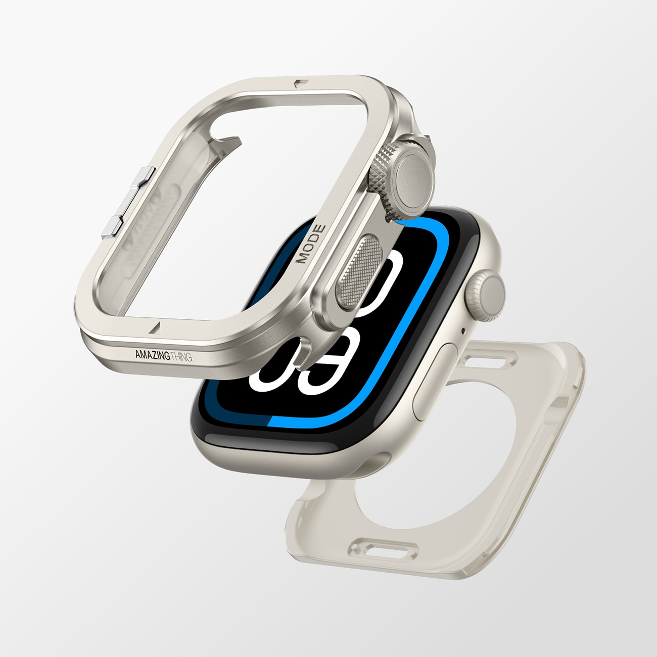 AmazingThing Titan Pro metallfodral för Apple Watch 11 46mm aluminium - titan
