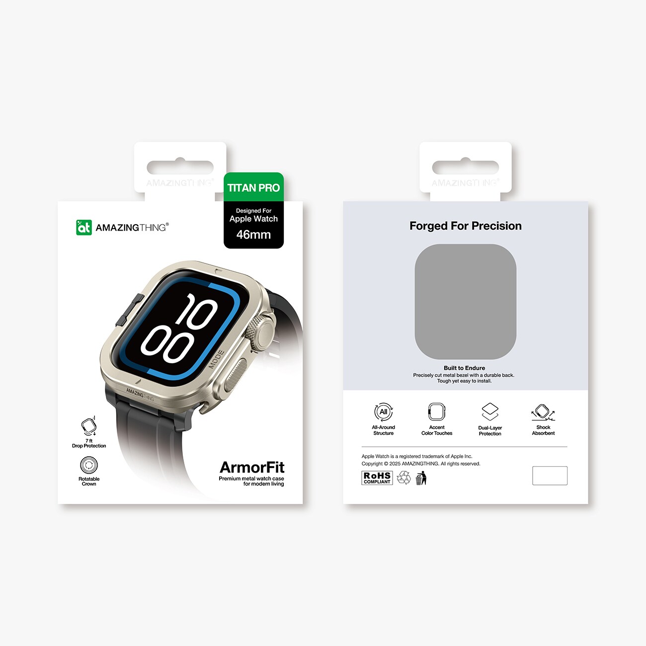 AmazingThing Titan Pro metallfodral för Apple Watch 11 46mm aluminium - titan