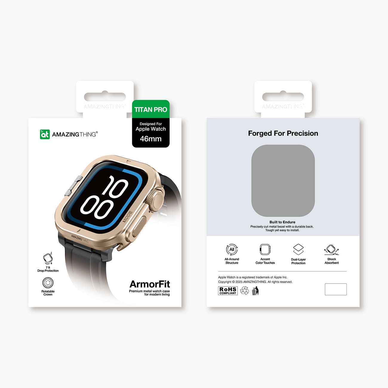 AmazingThing Titan Pro metallfodral för Apple Watch 11 46mm aluminium - guld