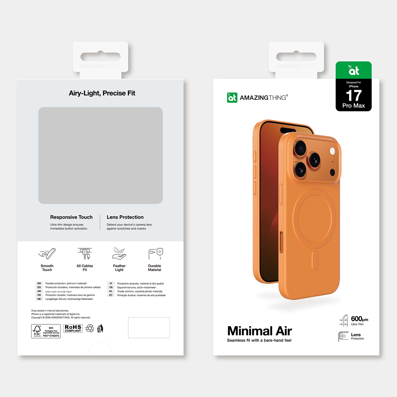 AmazingThing Minimal Air Case för iPhone 17 Pro Max kompatibel med MagSafe - orange