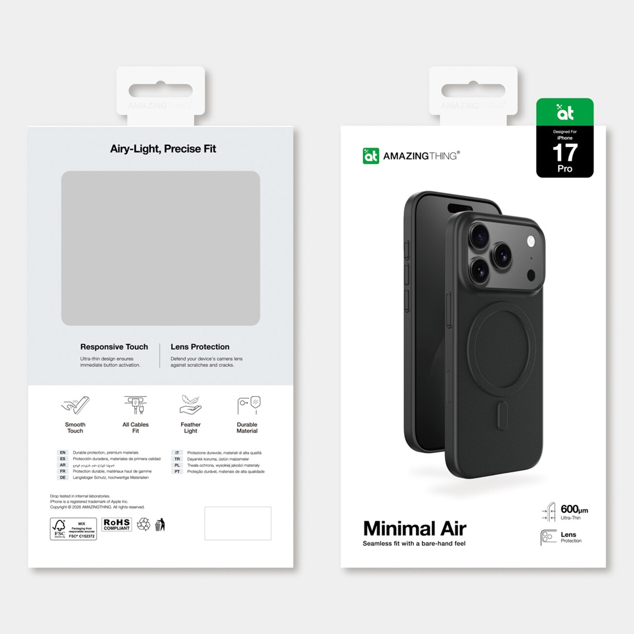 AmazingThing Minimal Air Case för iPhone 17 Pro Kompatibel med MagSafe - Svart
