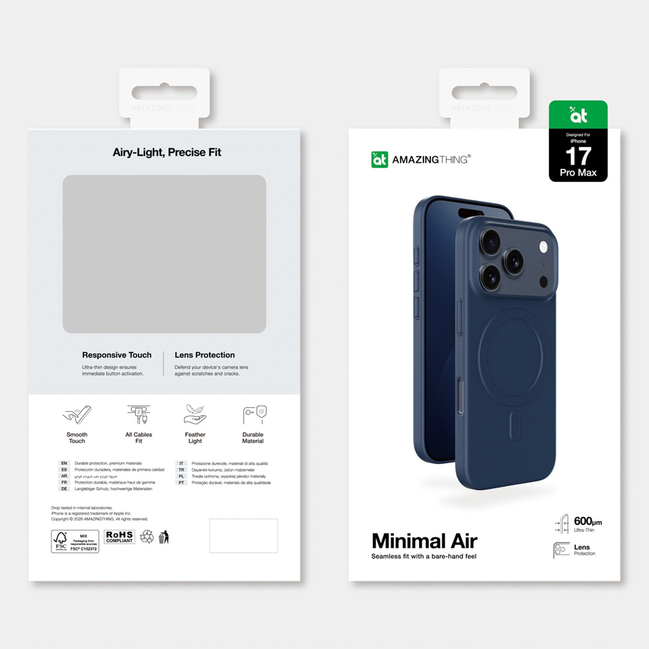 AmazingThing Minimal Air Case för iPhone 17 Pro Max Kompatibel med MagSafe - Blå