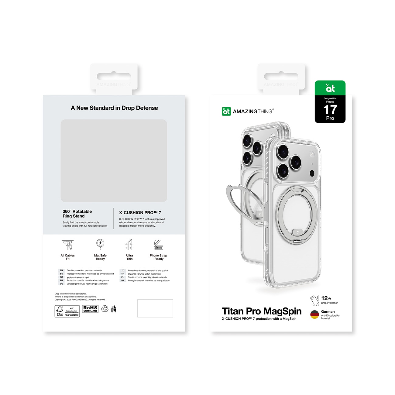 AmazingThing Titan Pro MagSpin-fodral för iPhone 17 Pro Kompatibel med MagSafe - Grå