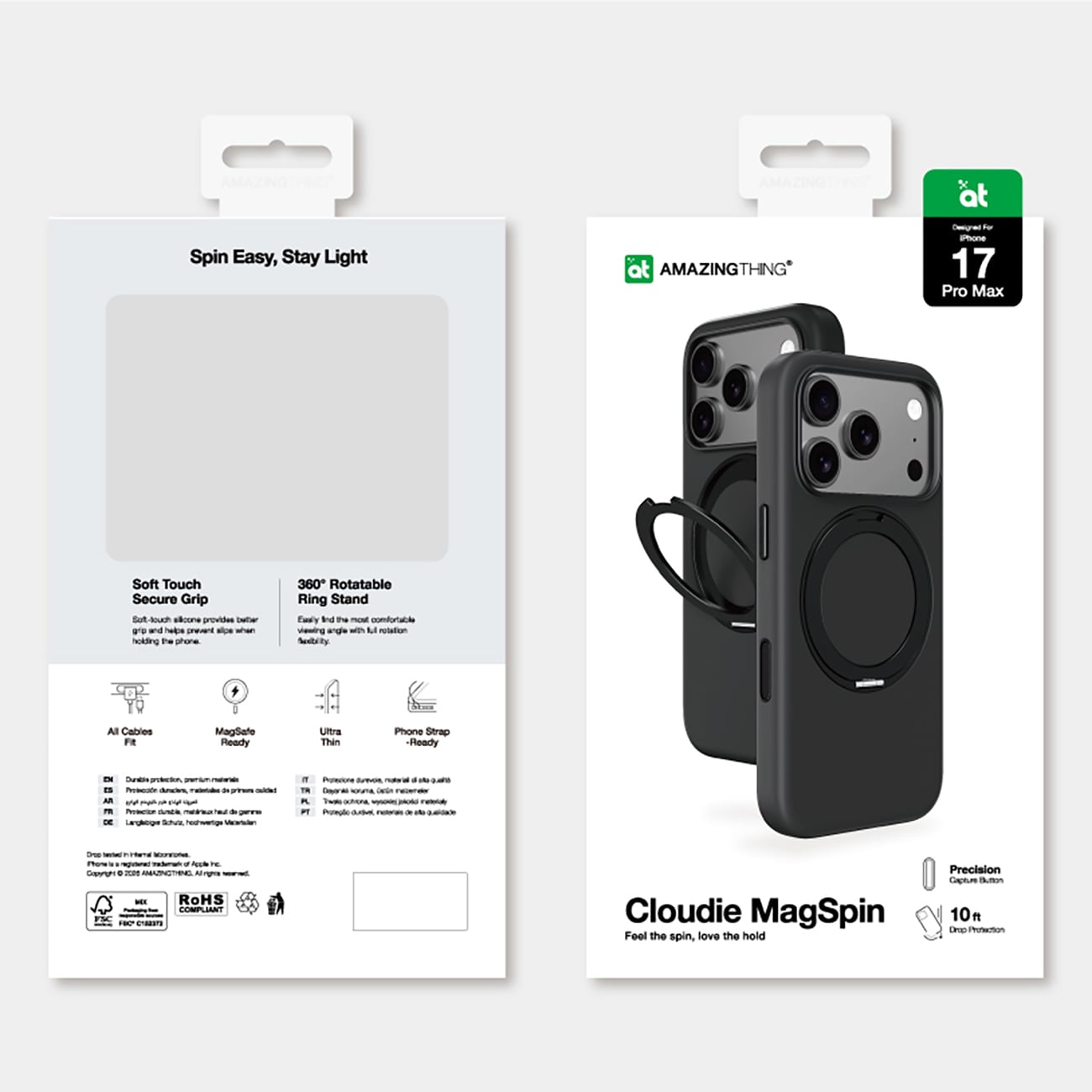 AmazingThing Cloudie iPhone 17 Pro Max Fodral med stativ - Svart