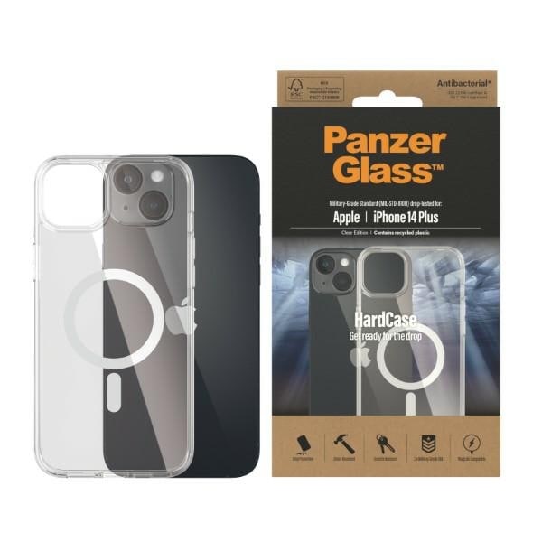 PanzerGlass HardCase MagSafe Antibakteriellt fodral för iPhone 14 Plus / 15 Plus - Transparent