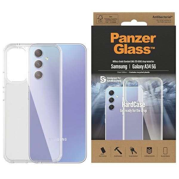 PanzerGlass HardCase antibakteriellt Military Grade fodral för Samsung Galaxy A34 5G - transparent