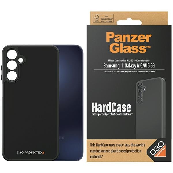 PanzerGlass Hårt fodral D3O® Bio militärklassad för Samsung Galaxy A15/A15 5G - Transparent/svart