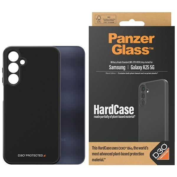 PanzerGlass Hårt fodral D3O® Bio militärklass för Samsung Galaxy A25 5G - Transparent och svart