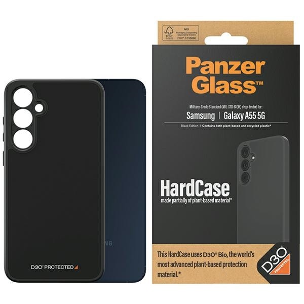 PanzerGlass Hårt fodral med D3O® Bio för Samsung Galaxy A55 5G - Transparent och svart