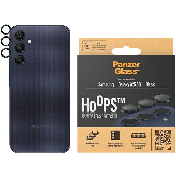 PanzerGlass Hoops Kameraskydd för Samsung Galaxy A25 5G - med svart ram