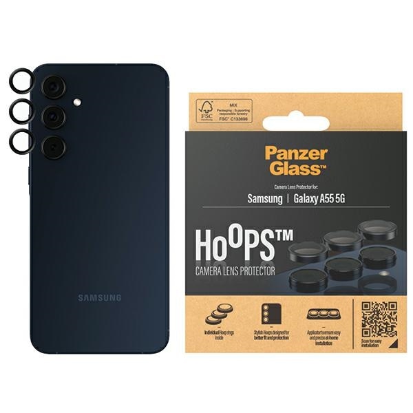 PanzerGlass Hoops Kameraskydd för Samsung Galaxy A55 5G - med svart ram