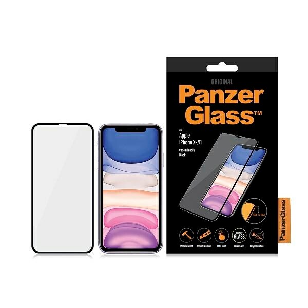 PanzerGlass E2E Super+ härdat glas för iPhone XR / 11 - med svart ram