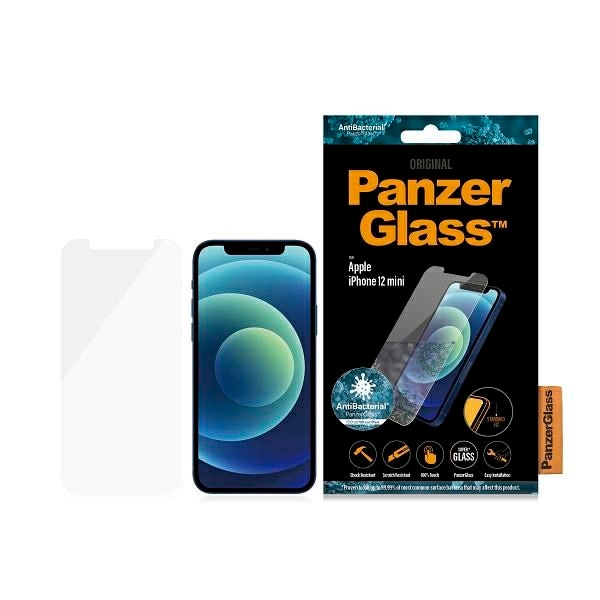 Härdat glas PanzerGlass Standard Super+ antibakteriellt för iPhone 12 Mini