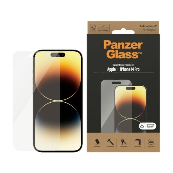 PanzerGlass Classic Montera antibakteriellt glas för iPhone 14 Pro
