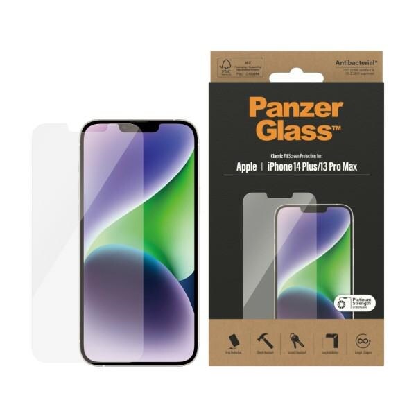 PanzerGlass Classic Passar antibakteriellt glas för iPhone 14 Plus / 13 Pro Max
