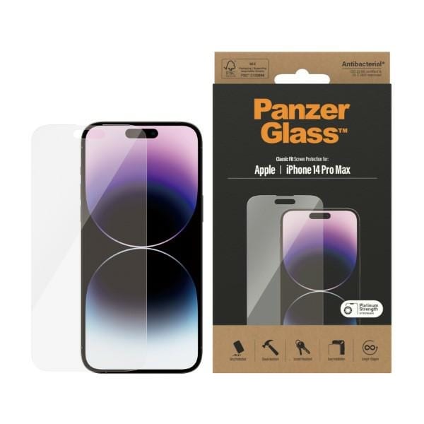 PanzerGlass Classic Montera antibakteriellt glas för iPhone 14 Pro Max