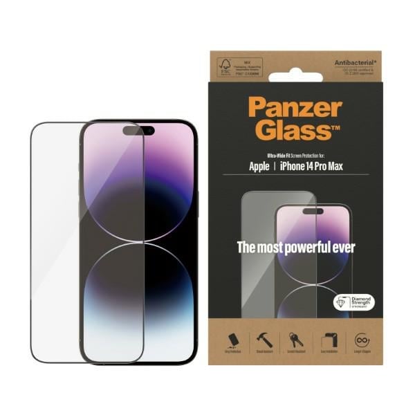 PanzerGlass Ultra-Wide Fit antibakteriellt härdat glas för iPhone 14 Pro Max