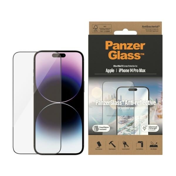 PanzerGlass Ultra-Wide antibakteriellt härdat glas med bländningsfilter för iPhone 14 Pro Max