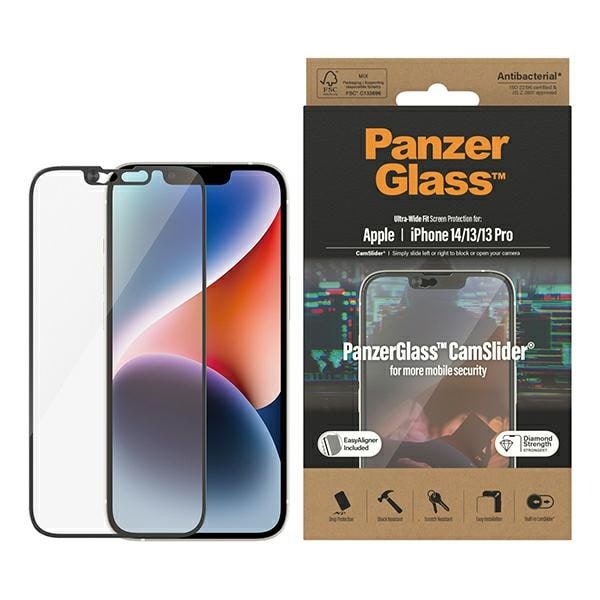 PanzerGlass Ultrabred Antibakteriellt härdat glas med kameraskydd för iPhone 14/13/13 Pro
