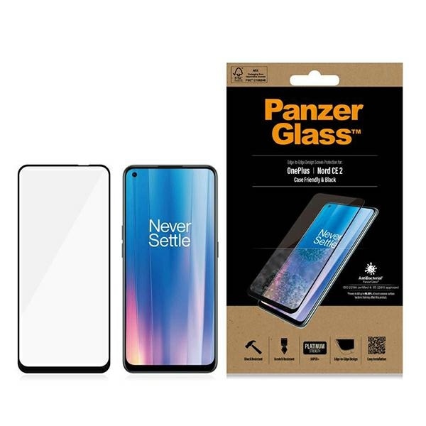 PanzerGlass E2E Super+ härdat glas på OnePlus Nord CE 2 - med svart ram