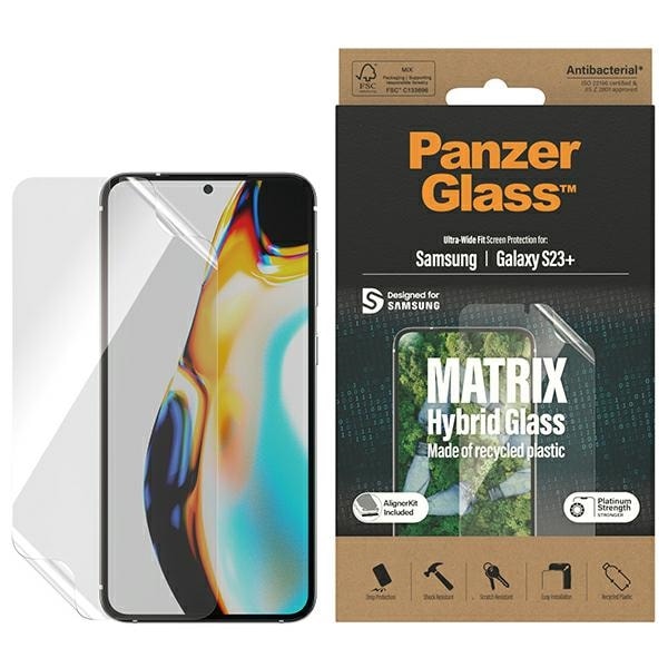 PanzerGlass Matrix hybridglas med positionerare för Samsung Galaxy S23+
