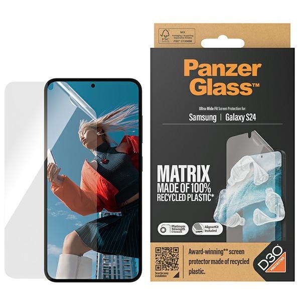 PanzerGlass Ultra-Wide Fit härdat glas med D3O® med applikator för Samsung Galaxy S24