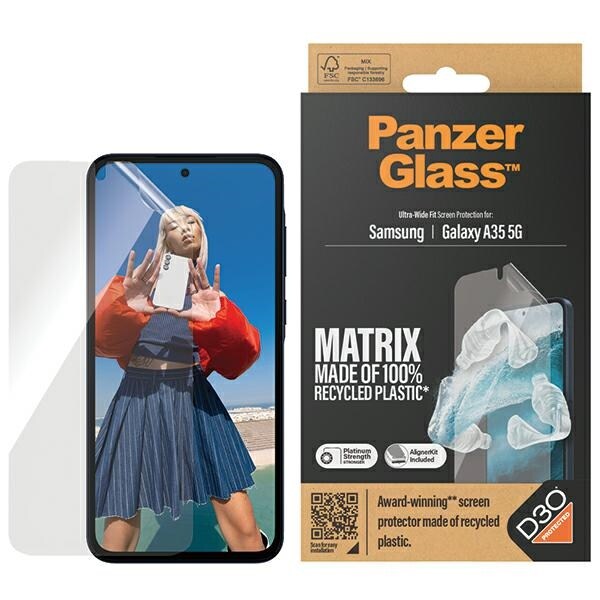 PanzerGlass Matrix Ultra-Wide Fit folie med lägesställare för Samsung Galaxy A35 5G