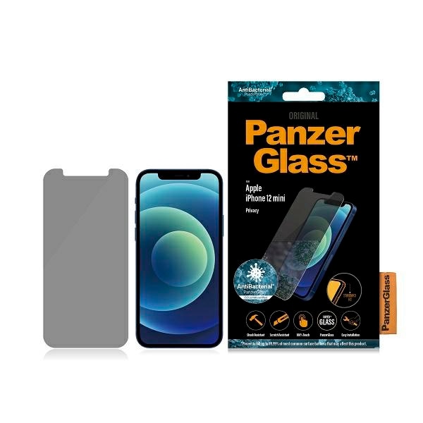 PanzerGlass Standard Super+ antibakteriellt privatiserande härdat glas för iPhone 12 mini