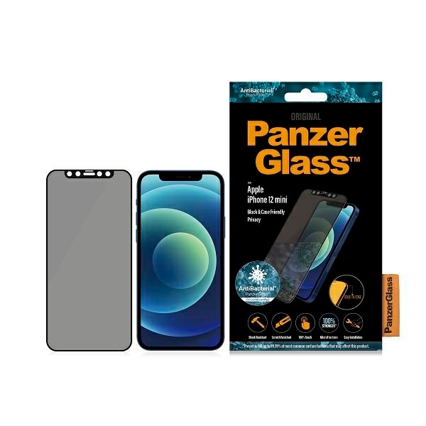 PanzerGlass E2E Super+ Microfracture antibakteriellt härdat glas för iPhone 12 mini - med svart ram