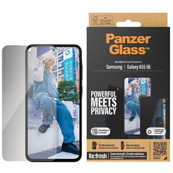 PanzerGlass ultrabrett härdat glas med insynsskydd för Samsung Galaxy A55 5G