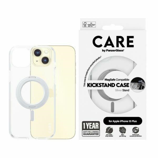 CARE by PanzerGlass Kickstandfodral MagSafe för iPhone 15 Plus - silver