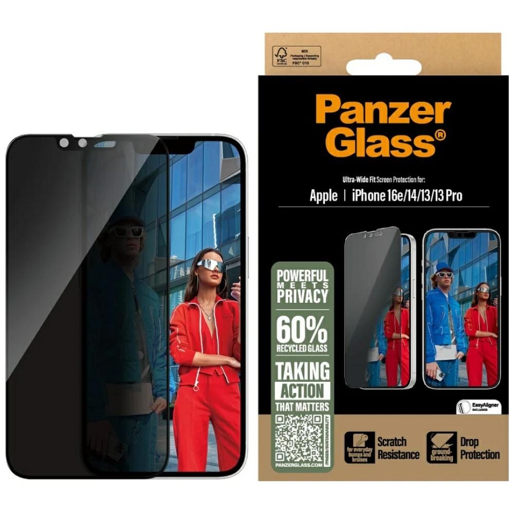 PanzerGlass Ultra-brett passande sekretessglas för iPhone 16e / 14 / 13 / 13 Pro