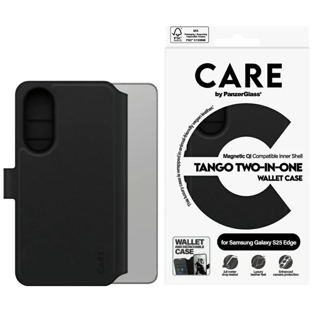 CARE by PanzerGlass Feature Tango 2in1 Wallet Qi Case för Samsung Galaxy S25 Edge - Svart