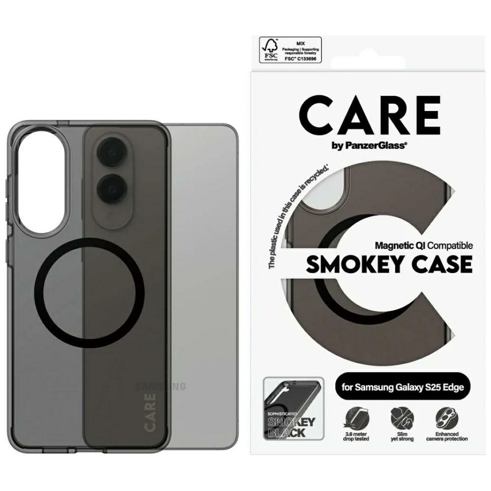 CARE by PanzerGlass Urban Combat QI Case for Samsung Galaxy S25 Edge - Semi-transparent Black