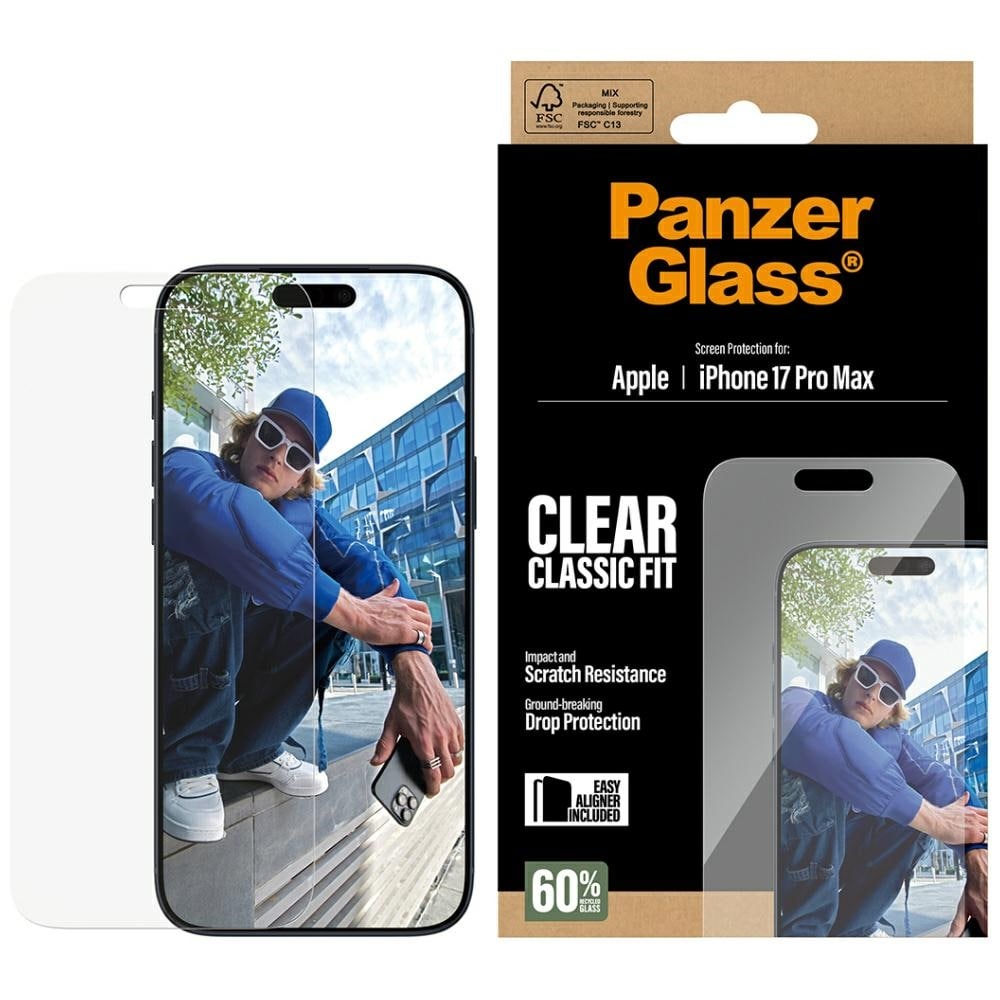 PanzerGlass Classic Passar EasyAligner härdat glas för iPhone 17 Pro Max