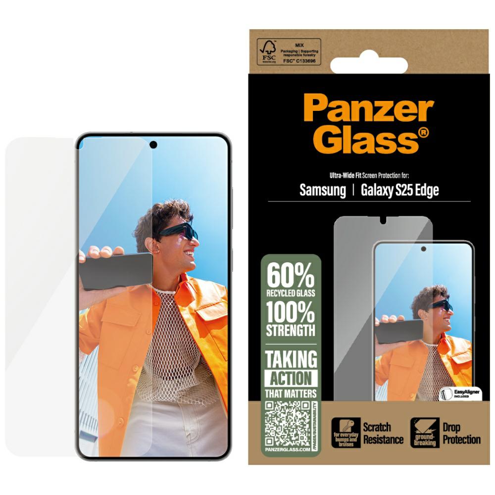 PanzerGlass Härdat glas med ultrabred passform för Samsung Galaxy S25 Edge - Klar