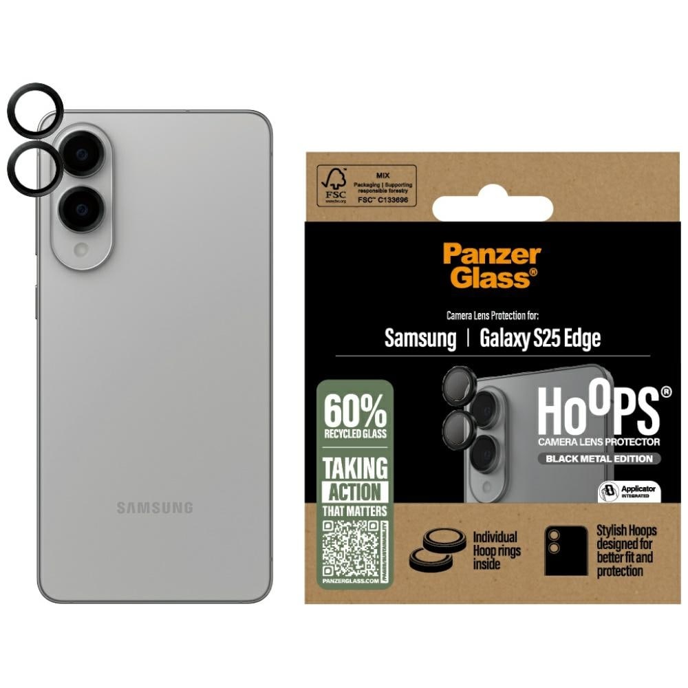 PanzerGlass Hoops linsskydd härdat glas för Samsung Galaxy S25 Edge - Svart