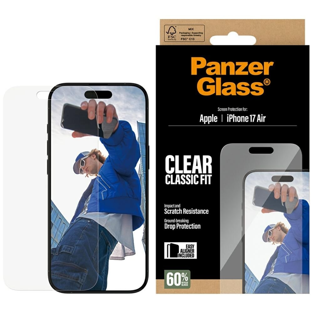 PanzerGlass Classic Passar EasyAligner härdat glas för iPhone Air