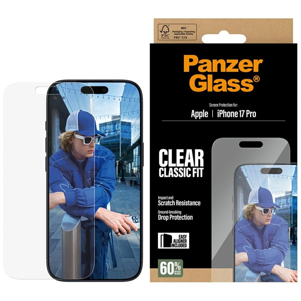 PanzerGlass Classic Passar EasyAligner härdat glas pg55915 för iPhone 17 Pro