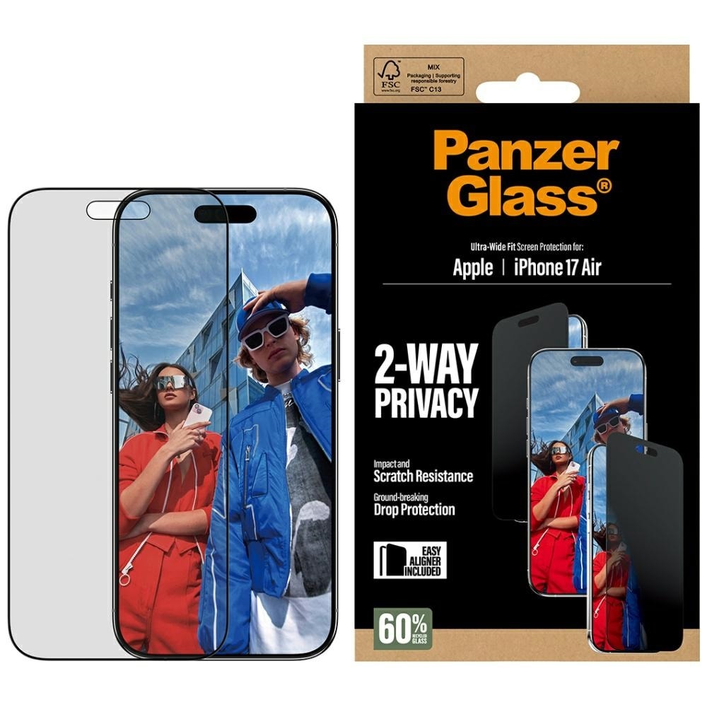 PanzerGlass Ultra-Wide Fit EasyAligner Insynsskyddande glas för iPhone Air