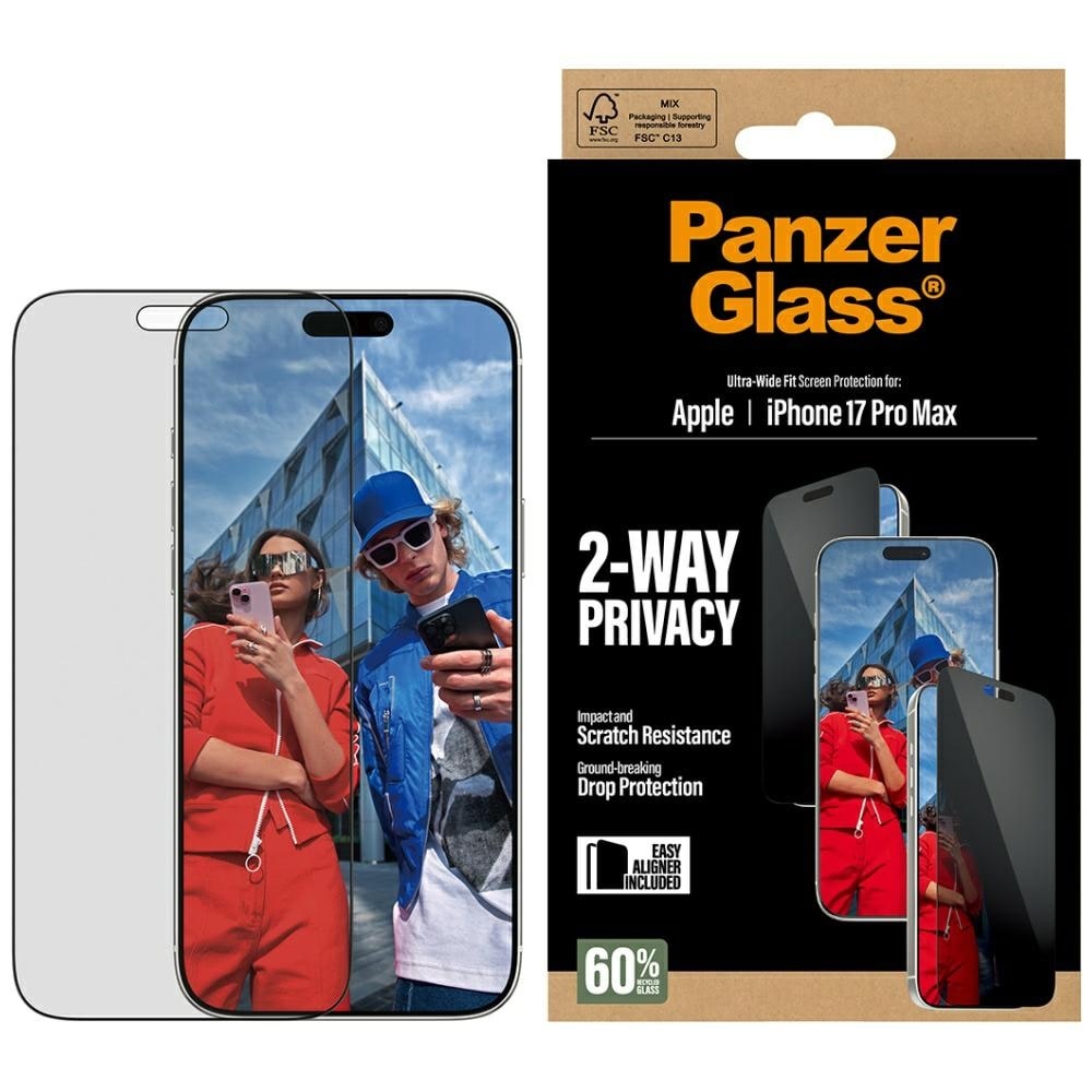 PanzerGlass Ultra-Wide Fit EasyAligner Insynsskyddande glas för iPhone 17 Pro Max