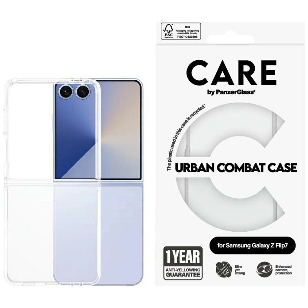 CARE by PanzerGlass Flagship Urban Combat Fodral till Samsung Galaxy Z Flip 7 - Transparent