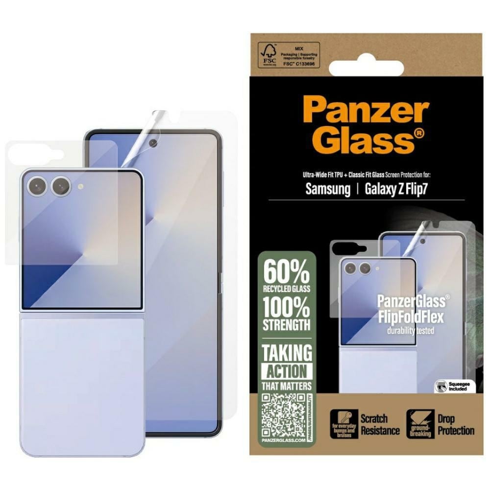 PanzerGlass FlipFoldFlex 2-i-1 skyddssats Classic för Samsung Galaxy Flip7 - Glas + TPU-film
