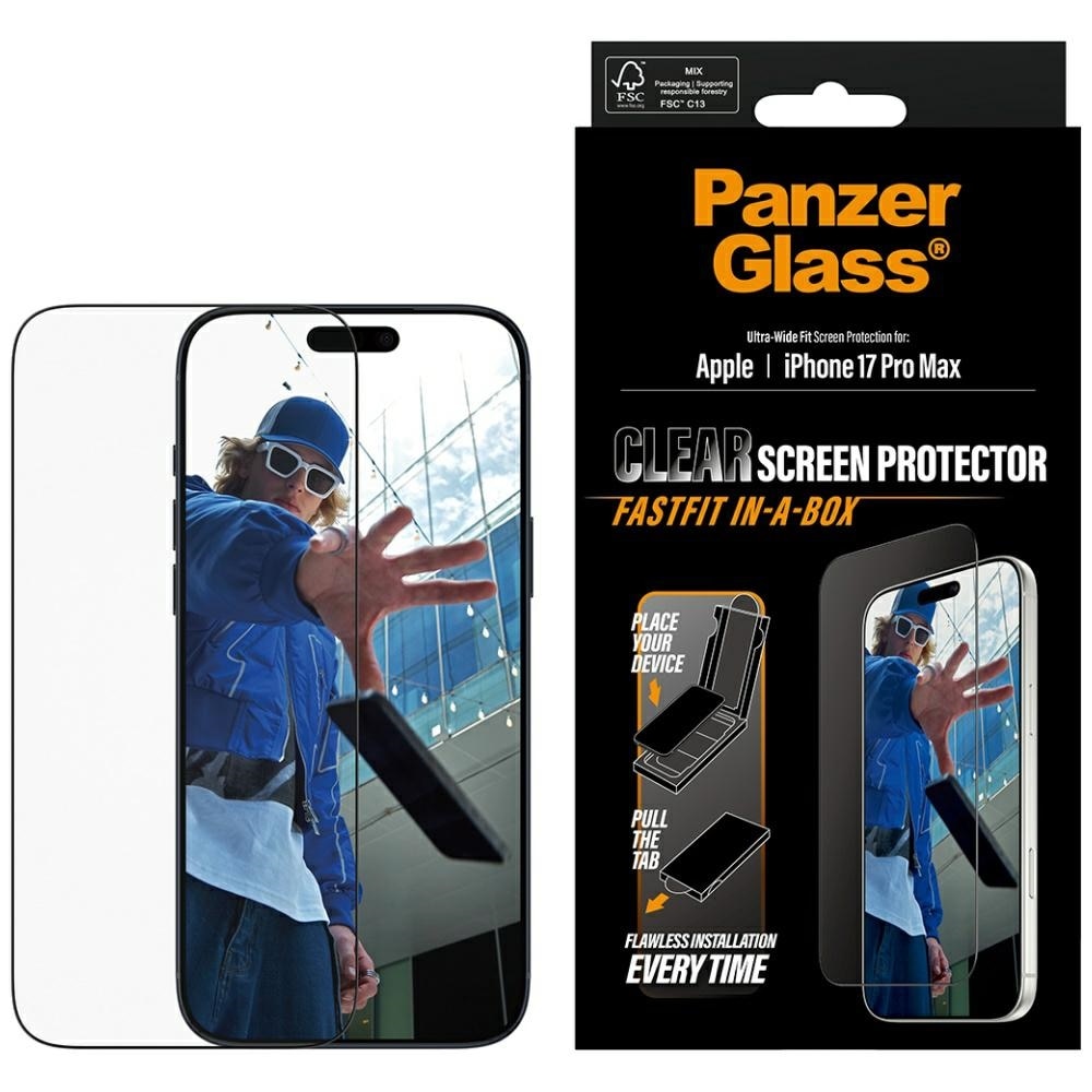 PanzerGlass Ultra-Wide Fit Fastfit härdat glas för iPhone 17 Pro Max