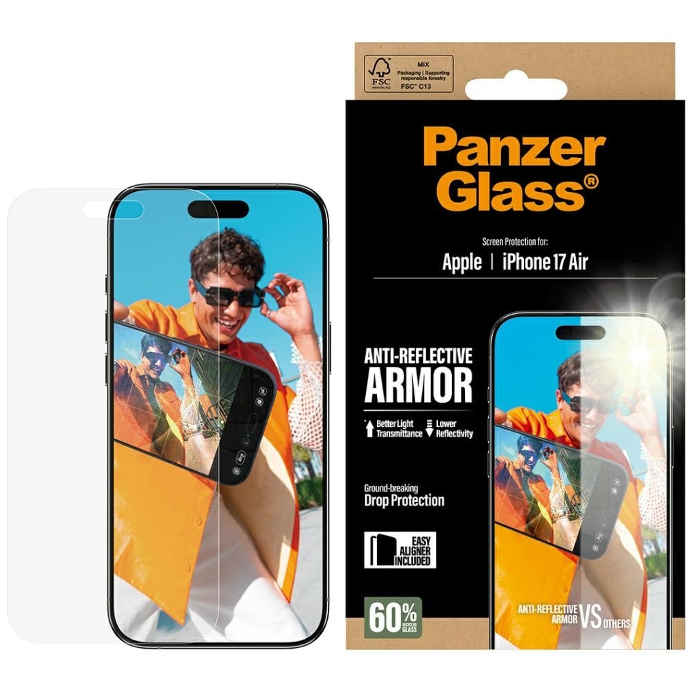 PanzerGlass Armor Anti-reflekterande EasyAligner härdat glas för iPhone Air